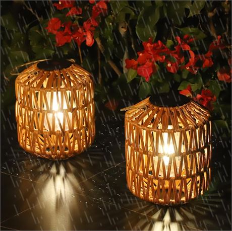 2 Solar Lanterns_ Wicker